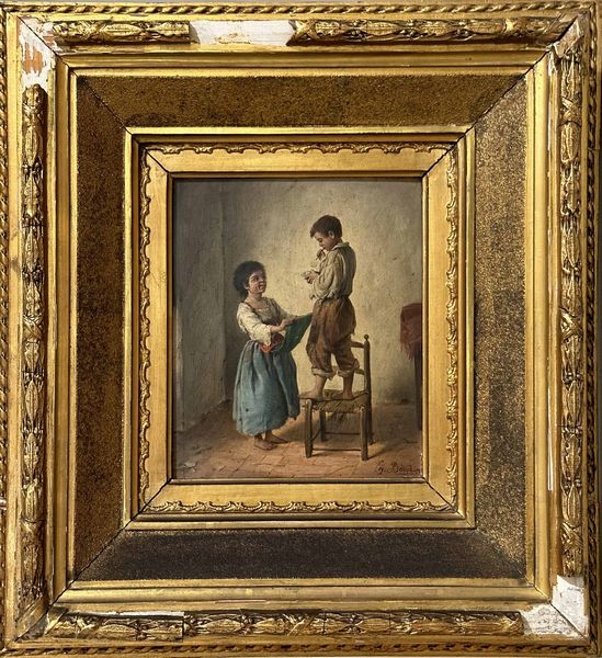 Due bimbi in interno  - Asta Dipinti del XIX-XX secolo - Associazione Nazionale - Case d'Asta italiane