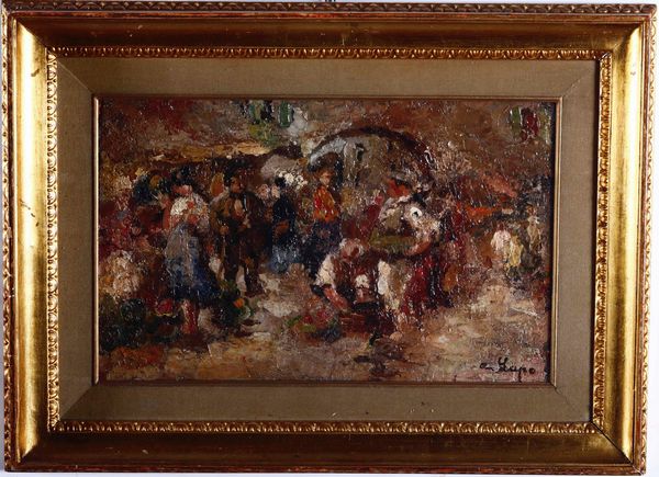 Alessandro Lupo : Scena con personaggi  - Asta Dipinti del XIX-XX secolo - Associazione Nazionale - Case d'Asta italiane