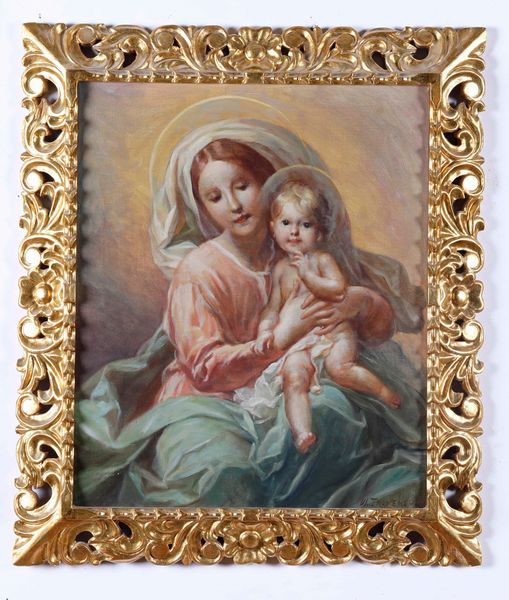 Mattia Traverso : Madonna con Bambino  - Asta Dipinti del XIX-XX secolo - Associazione Nazionale - Case d'Asta italiane