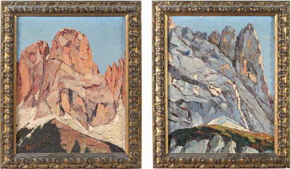 Giuseppe Sopraperra (1912-1985) Paesaggi dolomitici  - Asta Dipinti del XIX-XX secolo - Associazione Nazionale - Case d'Asta italiane