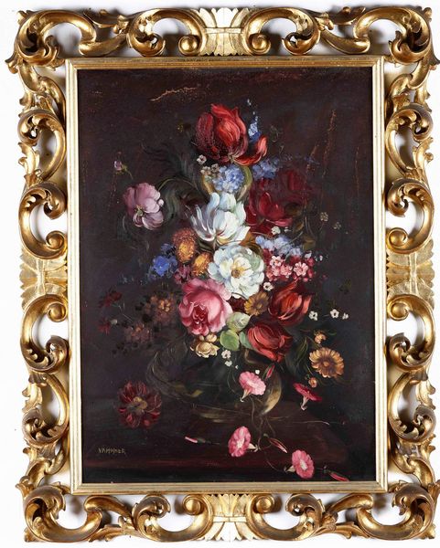 Vammhen Coppia di nature morte con vasi di fiori  - Asta Dipinti del XIX-XX secolo - Associazione Nazionale - Case d'Asta italiane