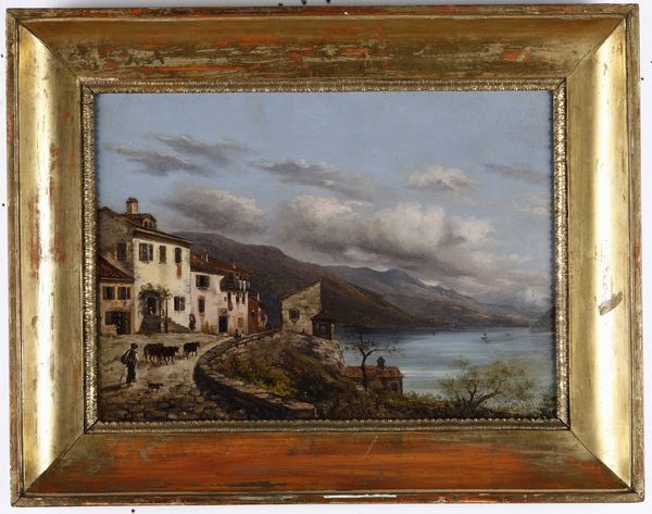 Pittore del XIX secolo Paesaggio con lago e pastore  - Asta Dipinti del XIX-XX secolo - Associazione Nazionale - Case d'Asta italiane