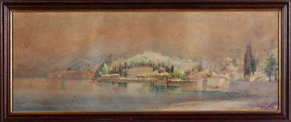 ERCOLE CALVI : Lago di Como  - Asta Dipinti del XIX-XX secolo - Associazione Nazionale - Case d'Asta italiane