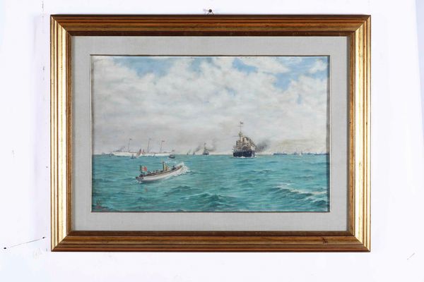 Dipinto raffigurante incrociatori. XX secolo  - Asta Dipinti del XIX-XX secolo - Associazione Nazionale - Case d'Asta italiane