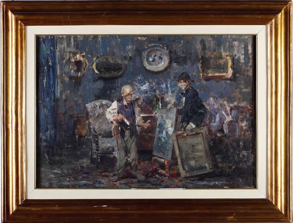 Dipinto raffigurante scena di bottega. XX secolo  - Asta Dipinti del XIX-XX secolo - Associazione Nazionale - Case d'Asta italiane