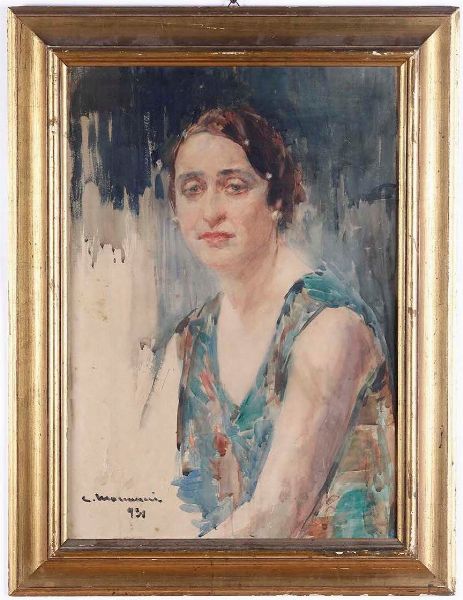 Cipriano Mannucci : Ritratto di donna, 1931  - Asta Dipinti del XIX-XX secolo - Associazione Nazionale - Case d'Asta italiane