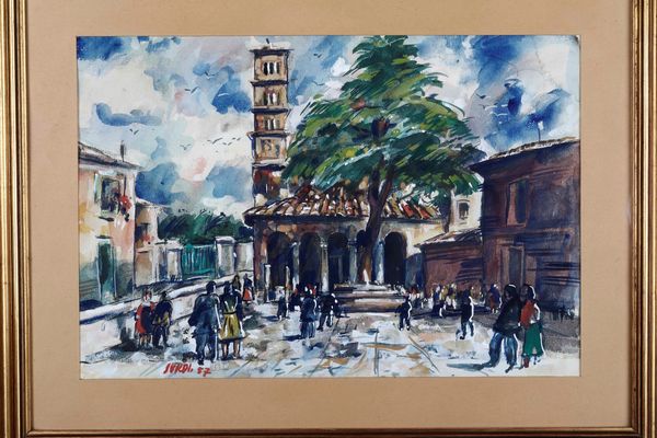 Luigi Surdi (1897-1959) Scorcio di Roma  - Asta Dipinti del XIX-XX secolo - Associazione Nazionale - Case d'Asta italiane