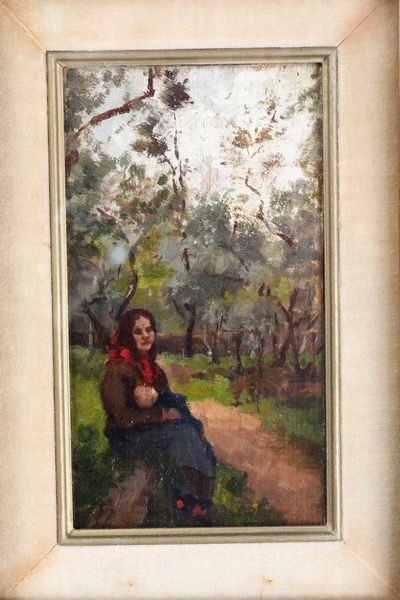 Eugenio Spreafico, Attribuito a : Maternit� all�aperto  - Asta Dipinti del XIX-XX secolo - Associazione Nazionale - Case d'Asta italiane