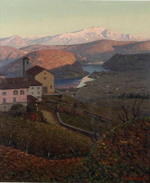 Lucio Lecchi (1913-1985) Veduta del lago di Lugano  - Asta Dipinti del XIX-XX secolo - Associazione Nazionale - Case d'Asta italiane