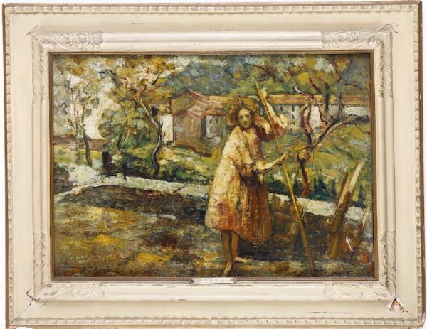 Ermenegildo Agazzi : Contadina  - Asta Dipinti del XIX-XX secolo - Associazione Nazionale - Case d'Asta italiane