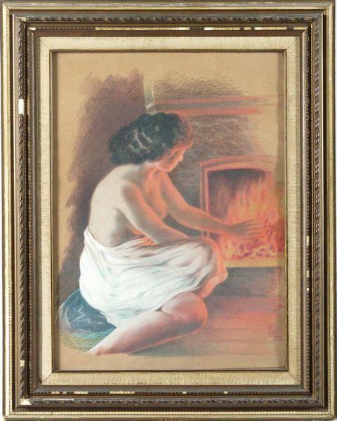 Augusto Colombo (1902-1969) Nudo femminile al focolare  - Asta Dipinti del XIX-XX secolo - Associazione Nazionale - Case d'Asta italiane