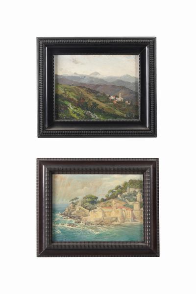 Lotto di due dipinti con paesaggi, XIX-XX secolo  - Asta Dipinti del XIX-XX secolo - Associazione Nazionale - Case d'Asta italiane