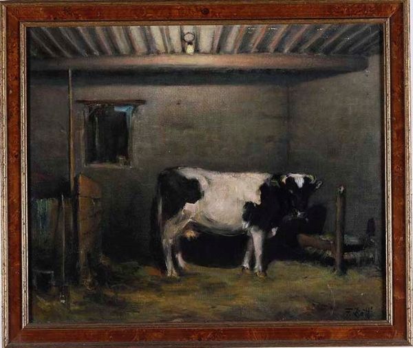 F.Betti Mucca nel fienile  - Asta Dipinti del XIX-XX secolo - Associazione Nazionale - Case d'Asta italiane