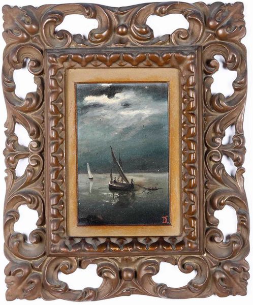 Domenico Cambiaso : Marina  - Asta Dipinti del XIX-XX secolo - Associazione Nazionale - Case d'Asta italiane