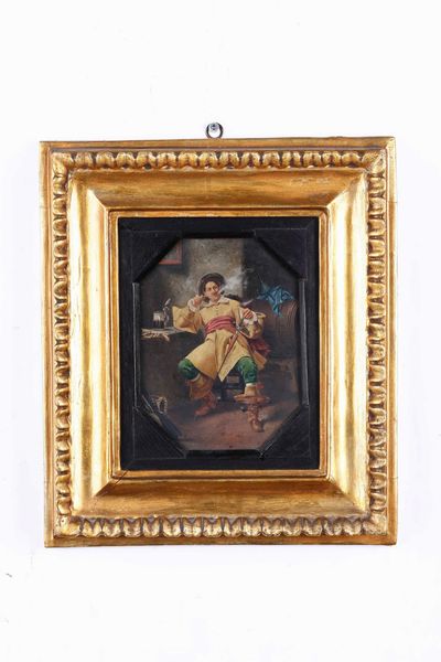 Piccolo dipinto raffigurante spadaccino  - Asta Dipinti del XIX-XX secolo - Associazione Nazionale - Case d'Asta italiane