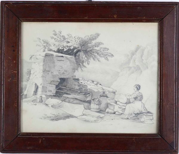 Lotto composto da due acquerelli e due disegni, soggetti e misure diverse, XIX-XX secolo  - Asta Dipinti del XIX-XX secolo - Associazione Nazionale - Case d'Asta italiane