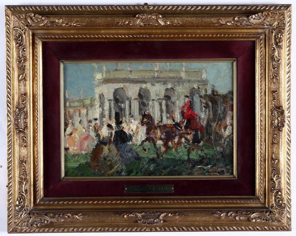 EMMA CIARDI : Carrozza con figure  - Asta Dipinti del XIX-XX secolo - Associazione Nazionale - Case d'Asta italiane