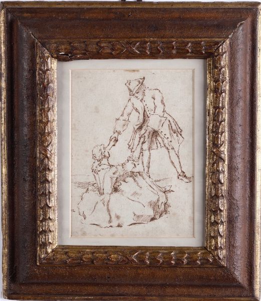 Anonimo del XIX-XX secolo Scena galante  - Asta Dipinti del XIX-XX secolo - Associazione Nazionale - Case d'Asta italiane