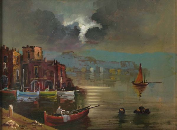 Veduta notturna, firmato F.Liri  - Asta Dipinti del XIX-XX secolo - Associazione Nazionale - Case d'Asta italiane