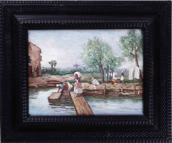 Pittore del XIX-XX secolo Figure femminili al fiume  - Asta Dipinti del XIX-XX secolo - Associazione Nazionale - Case d'Asta italiane