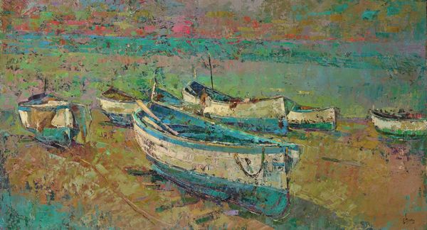 Ettore Frana : Spiaggia con imbarcazione  - Asta Dipinti del XIX-XX secolo - Associazione Nazionale - Case d'Asta italiane