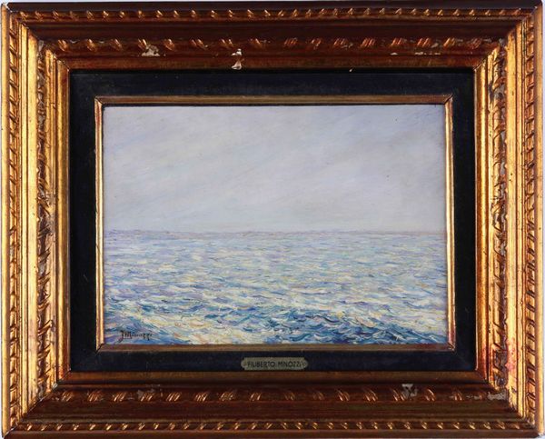 Filiberto Minozzi : Marina  - Asta Dipinti del XIX-XX secolo - Associazione Nazionale - Case d'Asta italiane