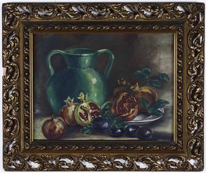 Coppia di nature morte in cornici traforate. XX secolo  - Asta Dipinti del XIX-XX secolo - Associazione Nazionale - Case d'Asta italiane