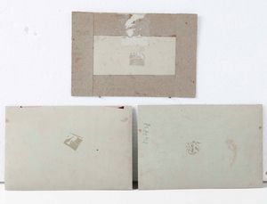 Gustavo Simoni : tre schizzi di armenti e carri  - Asta Dipinti del XIX-XX secolo - Associazione Nazionale - Case d'Asta italiane