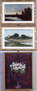 Coppia di dipinti su tavola con paesaggi fluviali  - Asta Dipinti del XIX-XX secolo - Associazione Nazionale - Case d'Asta italiane