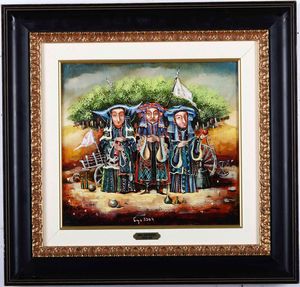 Lotto composto da tre dipinti di Benito Merl, tre dipinti di Nika Giapardze e uno di Vito Mastronardi  - Asta Dipinti del XIX-XX secolo - Associazione Nazionale - Case d'Asta italiane