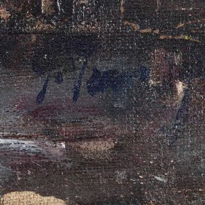 Dipinto raffigurante scena di bottega. XX secolo  - Asta Dipinti del XIX-XX secolo - Associazione Nazionale - Case d'Asta italiane