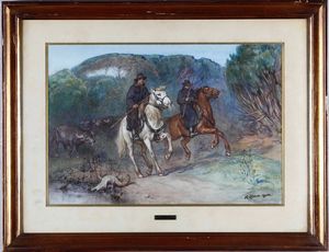 HENRY COLEMAN : Uomini a cavallo  - Asta Dipinti del XIX-XX secolo - Associazione Nazionale - Case d'Asta italiane