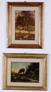 Due paesaggi in cornice, XIX-XX secolo  - Asta Dipinti del XIX-XX secolo - Associazione Nazionale - Case d'Asta italiane