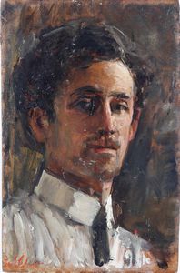 Due dipinti diversi di stesso autore con firma di difficile lettura Labuit? uno con cascina ed un ritratto maschile  - Asta Dipinti del XIX-XX secolo - Associazione Nazionale - Case d'Asta italiane