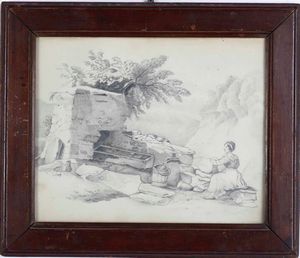 Lotto composto da due acquerelli e due disegni, soggetti e misure diverse, XIX-XX secolo  - Asta Dipinti del XIX-XX secolo - Associazione Nazionale - Case d'Asta italiane