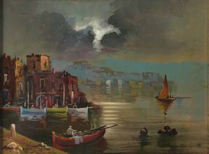 Veduta notturna, firmato F.Liri  - Asta Dipinti del XIX-XX secolo - Associazione Nazionale - Case d'Asta italiane