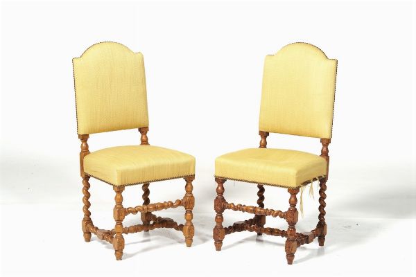 Gruppo di otto sedie con gambe a rocchetto  - Asta Antiquariato Ottobre  - Associazione Nazionale - Case d'Asta italiane