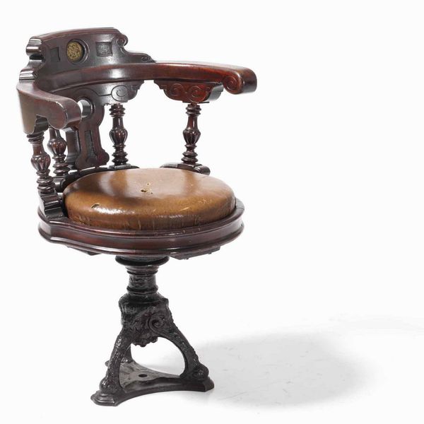 Sedia marinara in legno intagliato, seduta in pelle  - Asta Antiquariato Ottobre  - Associazione Nazionale - Case d'Asta italiane