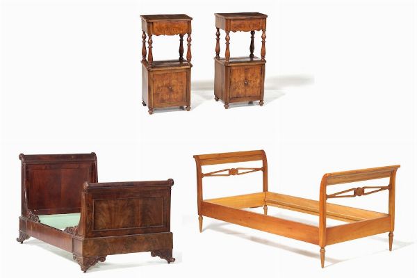 Lotto composto da due letti e due comodini, XIX secolo  - Asta Antiquariato Ottobre  - Associazione Nazionale - Case d'Asta italiane