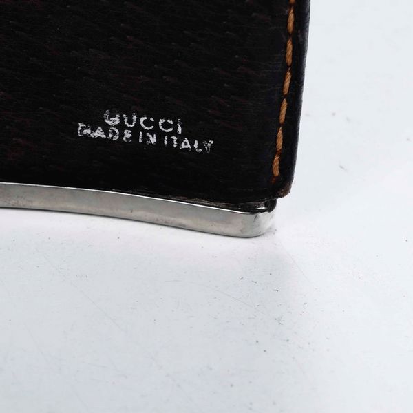 Fiaschetta da tasca in metallo e cuoio. Gucci Vintage  - Asta Antiquariato Ottobre  - Associazione Nazionale - Case d'Asta italiane