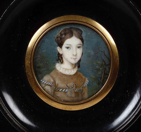 Quattro miniature con ritratti, entro cornici ebanizzate  - Asta Antiquariato Ottobre  - Associazione Nazionale - Case d'Asta italiane