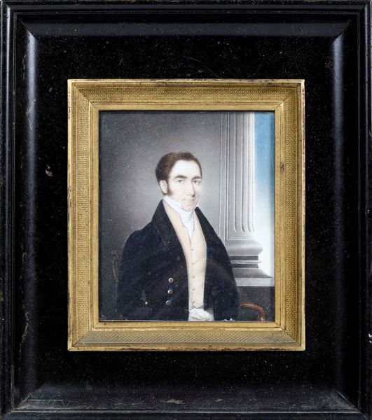 Miniatura con figura maschile in cornice legno ebanizzato e ottone  - Asta Antiquariato Ottobre  - Associazione Nazionale - Case d'Asta italiane