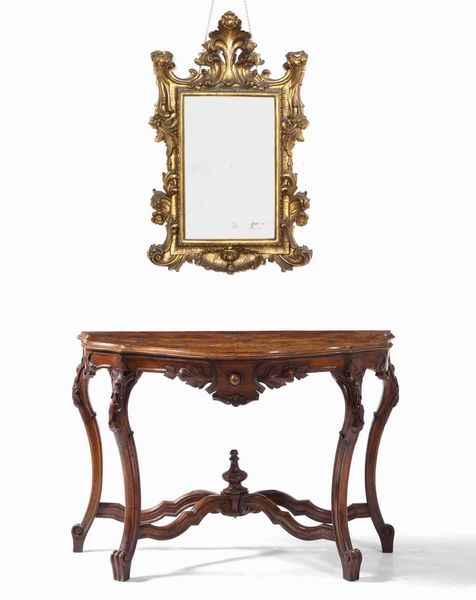 Console e specchiera. Stile �700, fine XIX secolo - inizio XX  - Asta Antiquariato Ottobre  - Associazione Nazionale - Case d'Asta italiane