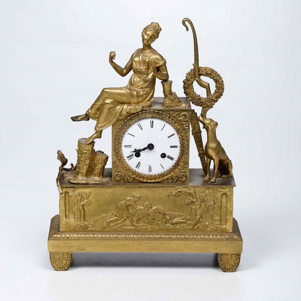 Pendola da tavolo in bronzo dorato. Francia XIX-XX secolo  - Asta Antiquariato Ottobre  - Associazione Nazionale - Case d'Asta italiane