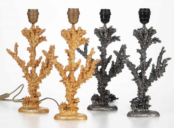 Due coppie di lampade da tavolo con fusto in foggia di corallo  - Asta Antiquariato Ottobre  - Associazione Nazionale - Case d'Asta italiane