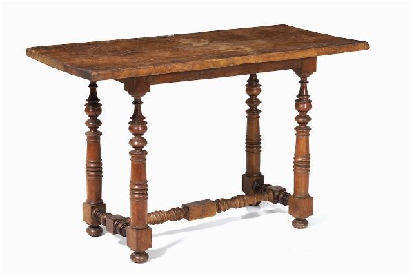 Tavolo con gambe a rocchetto  - Asta Antiquariato Ottobre  - Associazione Nazionale - Case d'Asta italiane