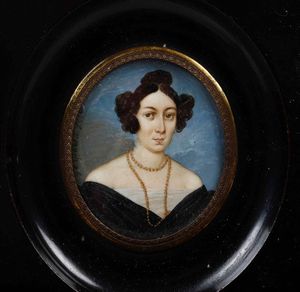 Quattro miniature con ritratti, entro cornici ebanizzate  - Asta Antiquariato Ottobre  - Associazione Nazionale - Case d'Asta italiane