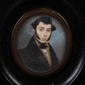 Quattro miniature con ritratti, entro cornici ebanizzate  - Asta Antiquariato Ottobre  - Associazione Nazionale - Case d'Asta italiane