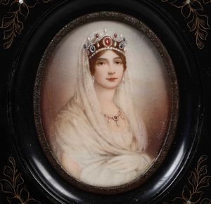 Quattro miniature con ritratti, entro cornici ebanizzate  - Asta Antiquariato Ottobre  - Associazione Nazionale - Case d'Asta italiane