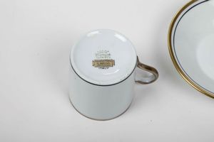 Lotto composto da sette tazze con piattini e una piccola ciotola in porcellana. Manifatture diverse, XIX-XX secolo  - Asta Antiquariato Ottobre  - Associazione Nazionale - Case d'Asta italiane